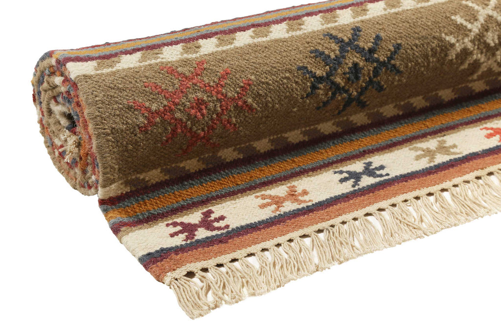 Esprit Kelim Teppich Taupe Braun Rot aus Wolle "Agra"