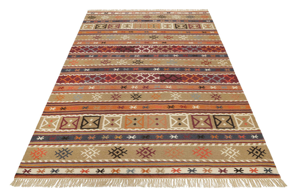 Esprit Kelim Teppich Taupe Braun Rot aus Wolle "Agra"