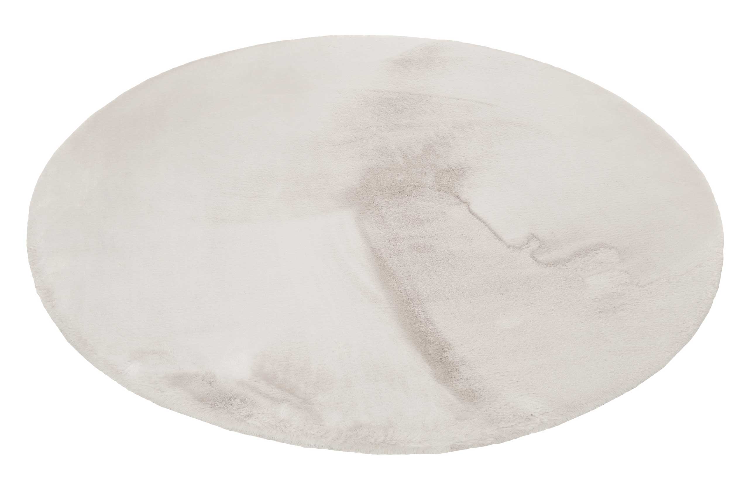 hellgrauer Hochflor Teppich von Esprit rund