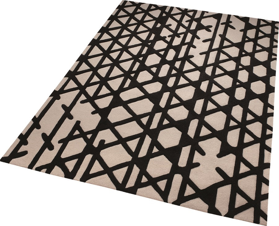 Esprit Kurzflor Teppich aus Wolle "Artisan Pop" schwarz beige