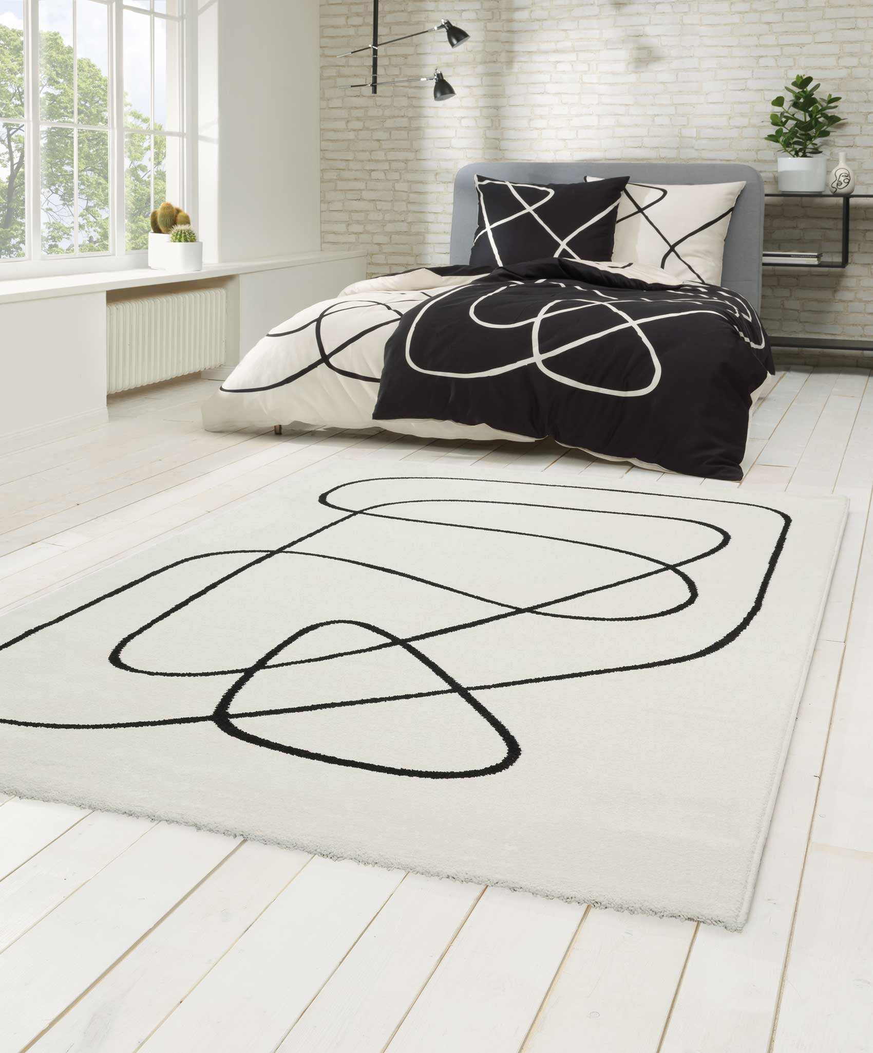 Esprit Teppich Weiß Schwarz Kurzflor "Artist"