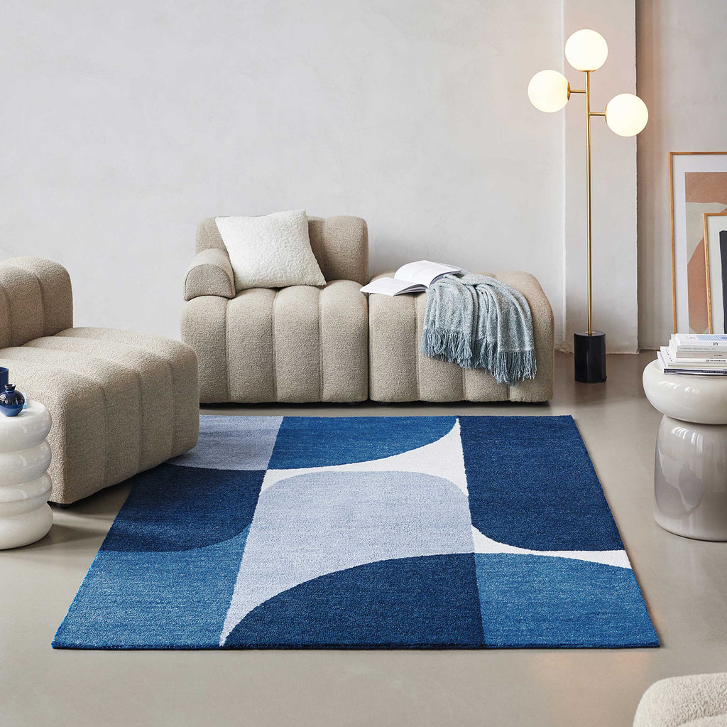 Esprit Kurzflor Teppich Blau "Backup"