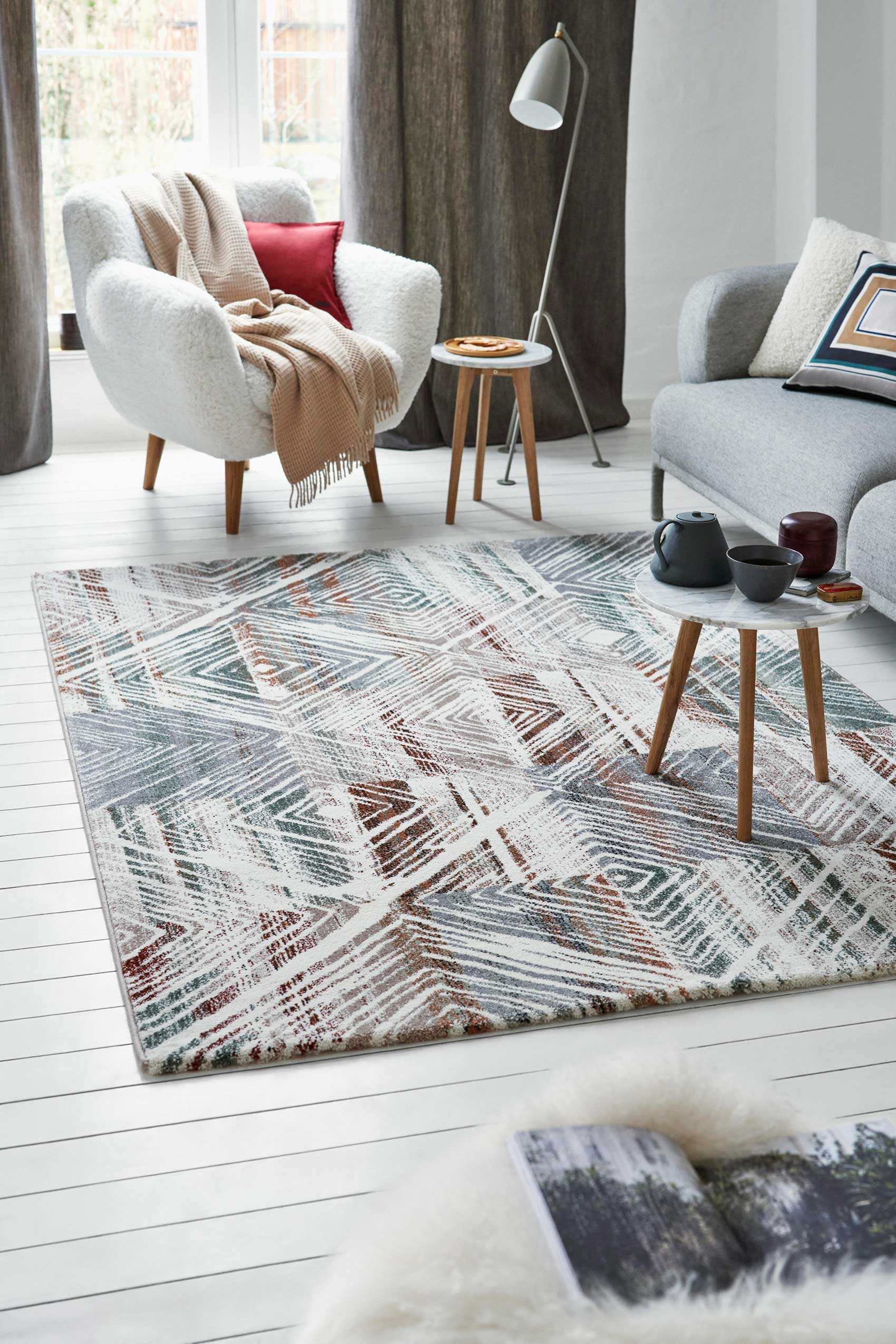 Esprit Teppich Creme Beige Bunt Kurzflor "Cuba"