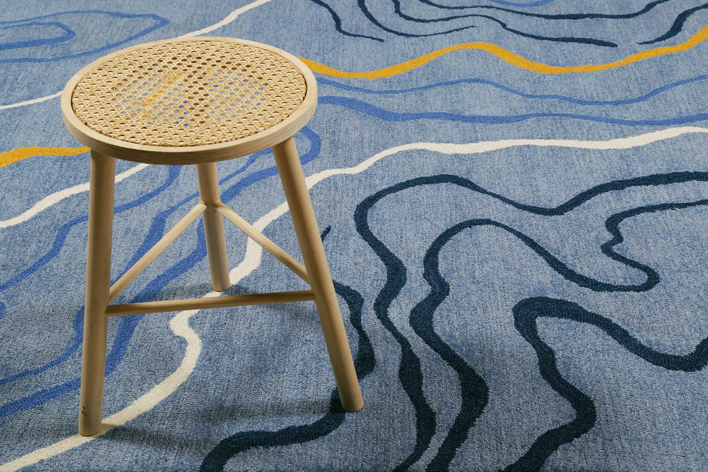 Esprit Kurzflor Teppich Blau "Drive"