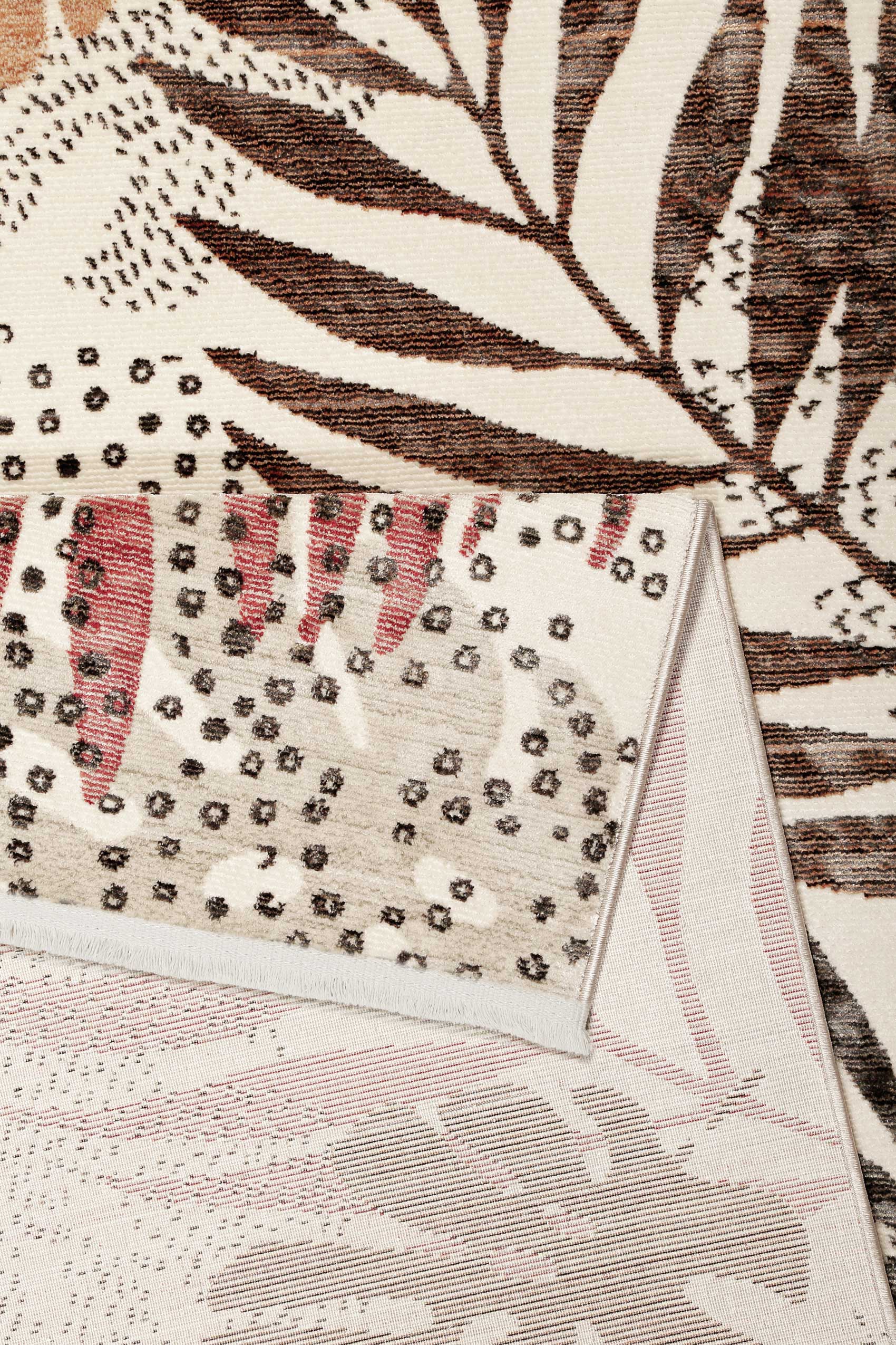 Esprit Teppich beige braun rot  Kurzflor "Florence"