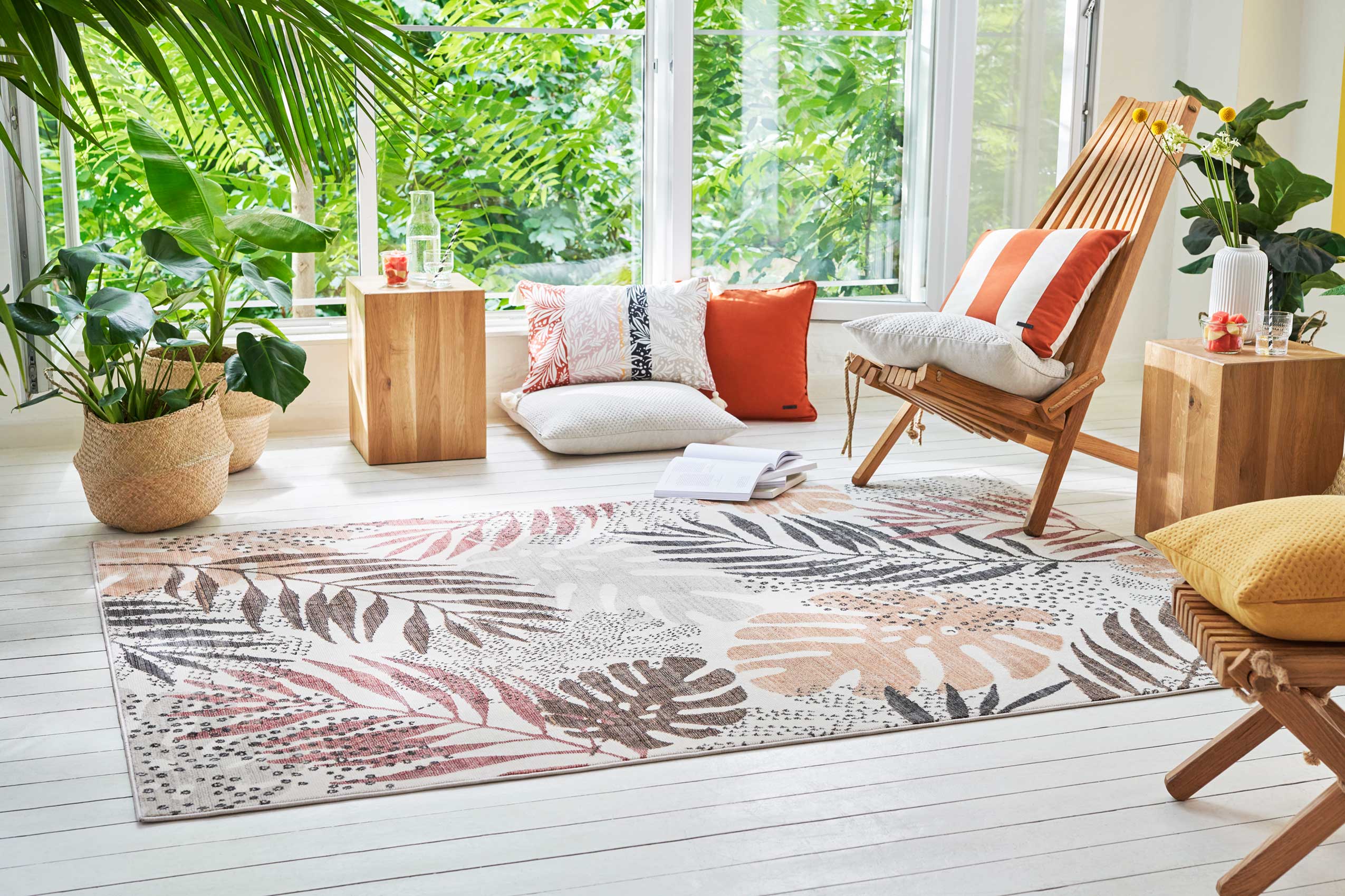 Esprit Teppich beige braun rot  Kurzflor "Florence"