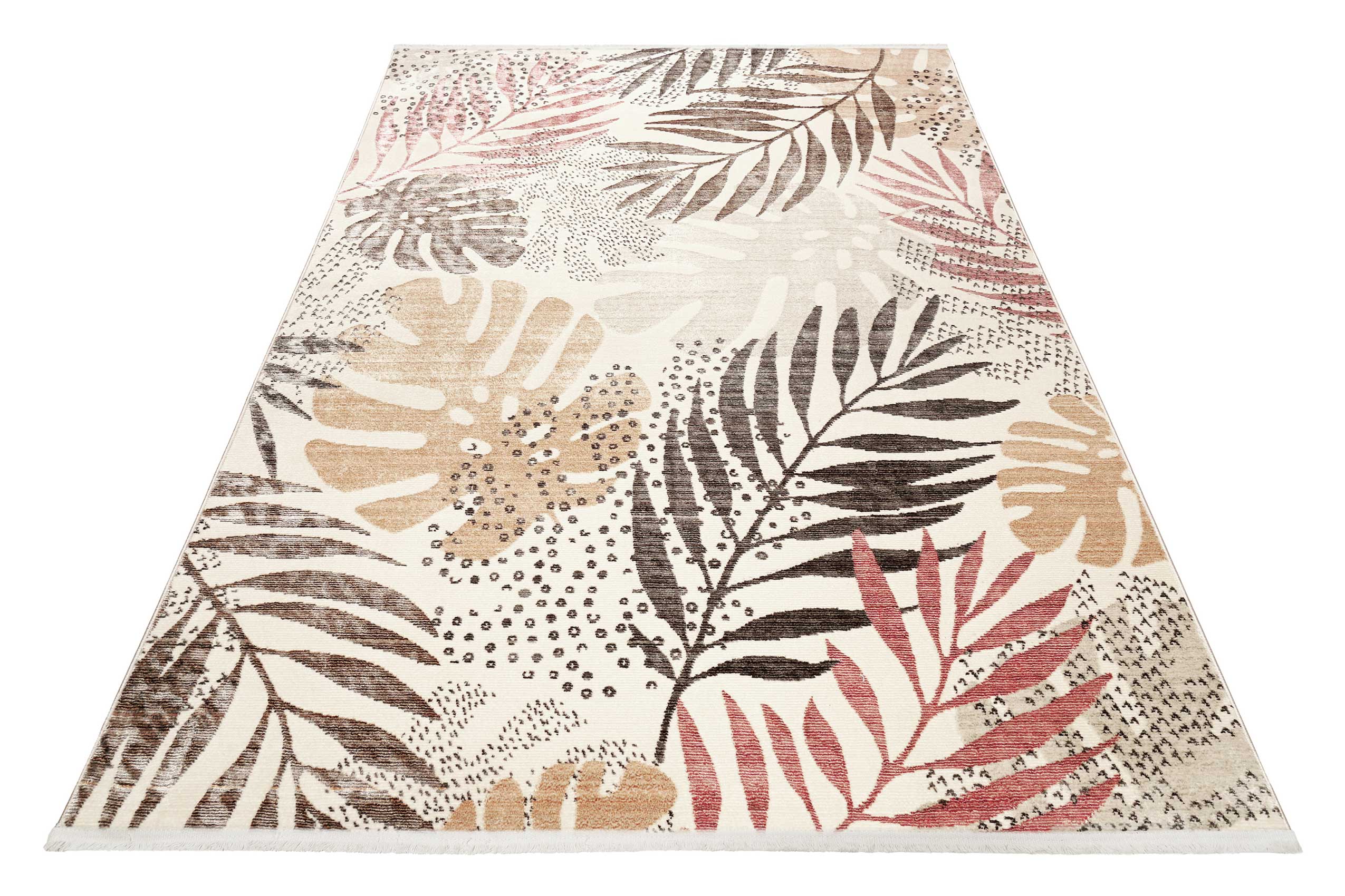 Esprit Teppich beige braun rot  Kurzflor "Florence"