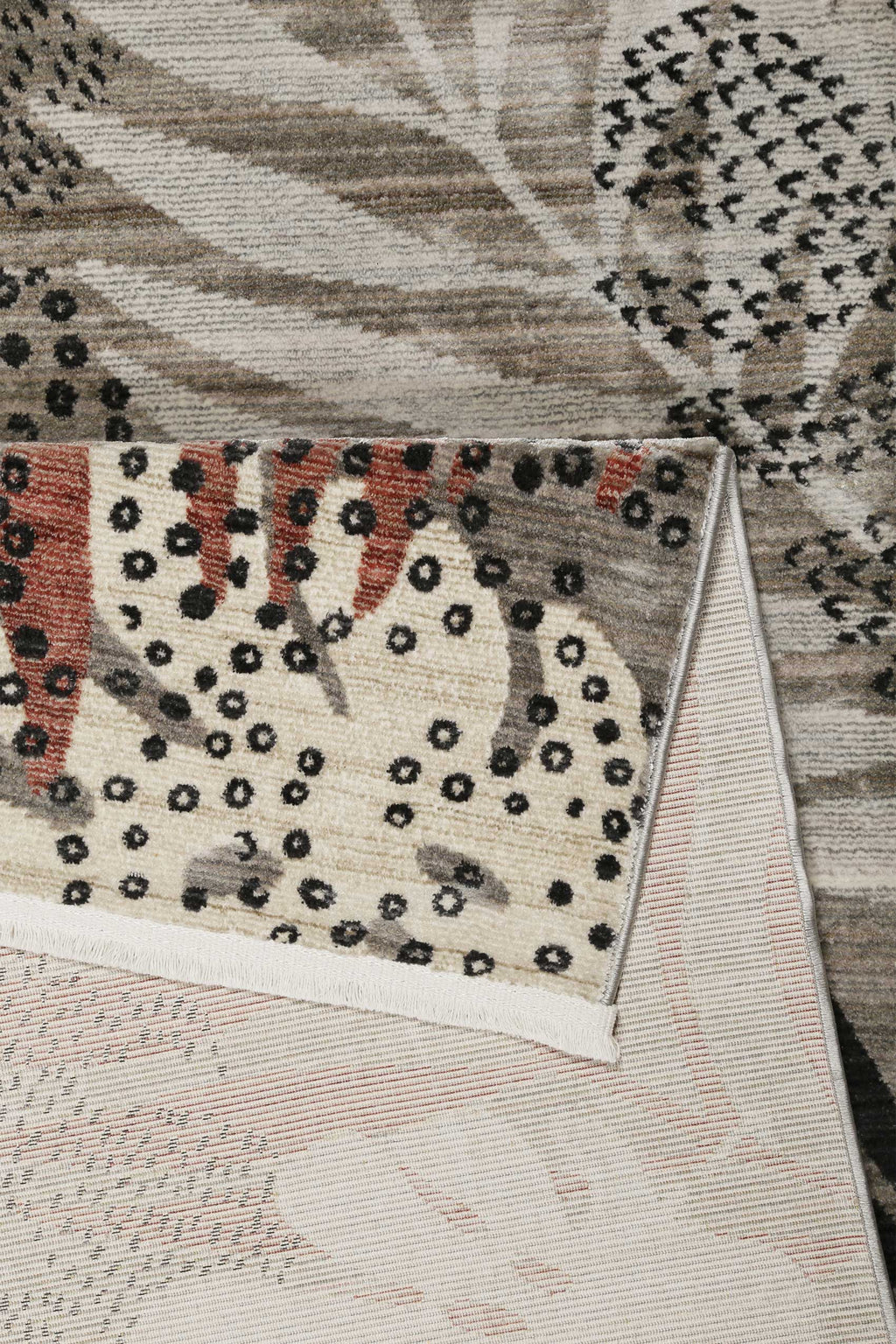 Esprit Teppich grau beige rot  Kurzflor "Florence"
