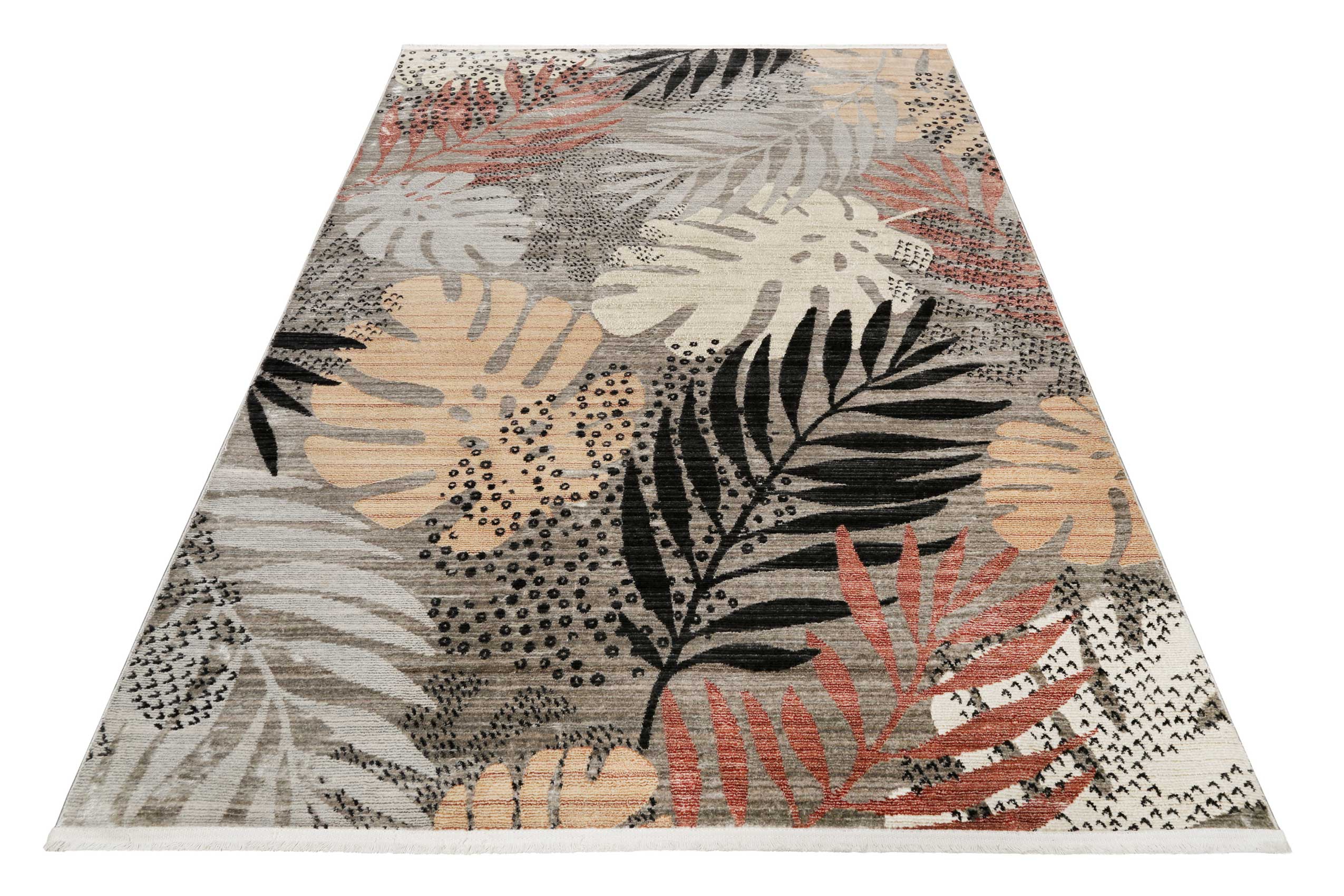 Esprit Teppich grau beige rot  Kurzflor "Florence"