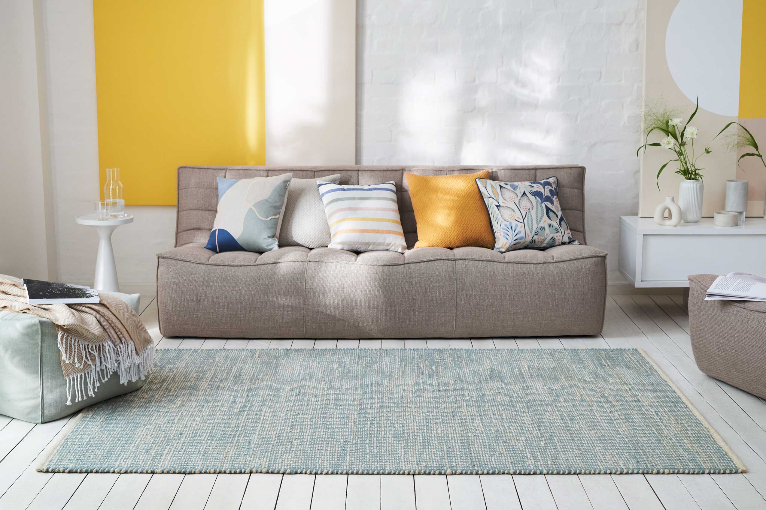 Esprit Kelim Teppich Mintgrün Beige aus Jute & Wolle "Gobi"