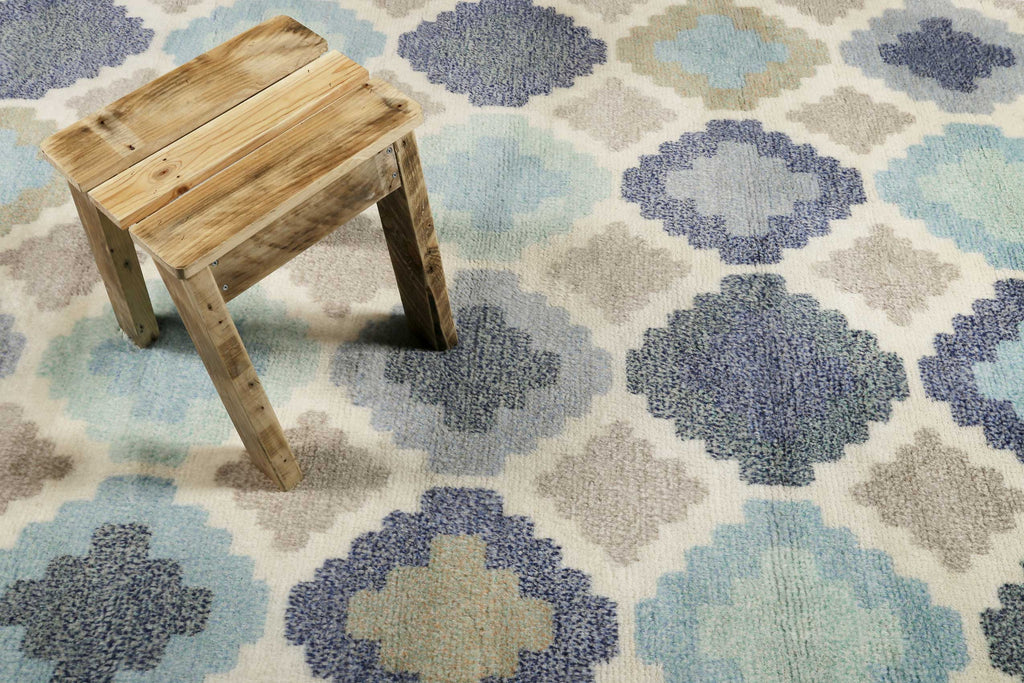 Esprit Teppich Türkis Blau handgewebt aus Wolle "Nilas Haute"