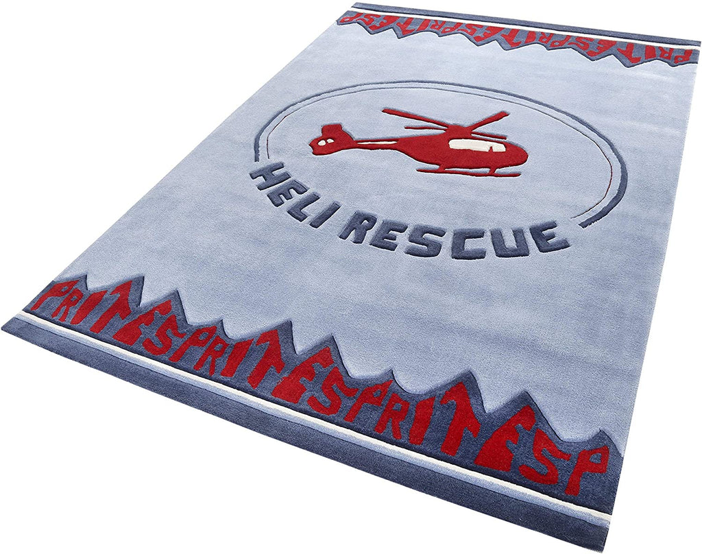 Esprit Kinderteppich Blau Grau "Heli rescue"