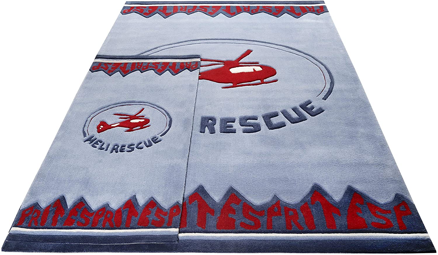 Esprit Kinderteppich Blau Grau "Heli rescue"