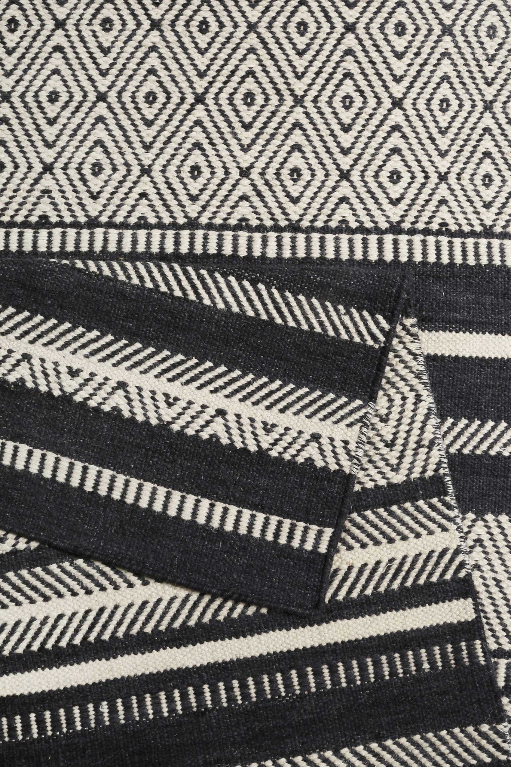 Esprit Kelim Teppich Schwarz Beige aus Wolle "Hudson"