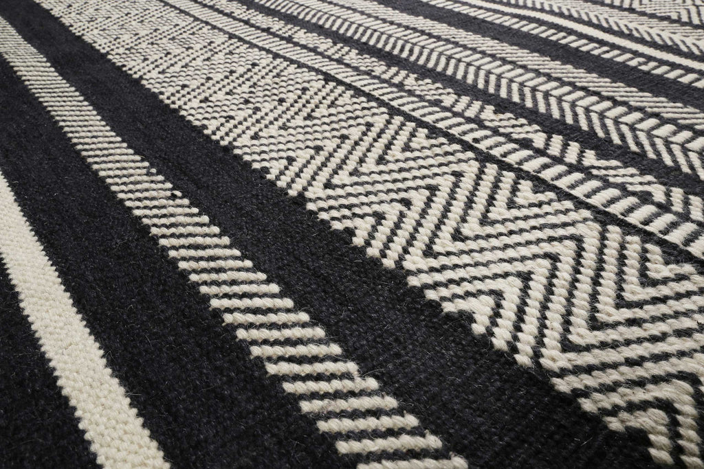 Esprit Kelim Teppich Schwarz Beige aus Wolle "Hudson"