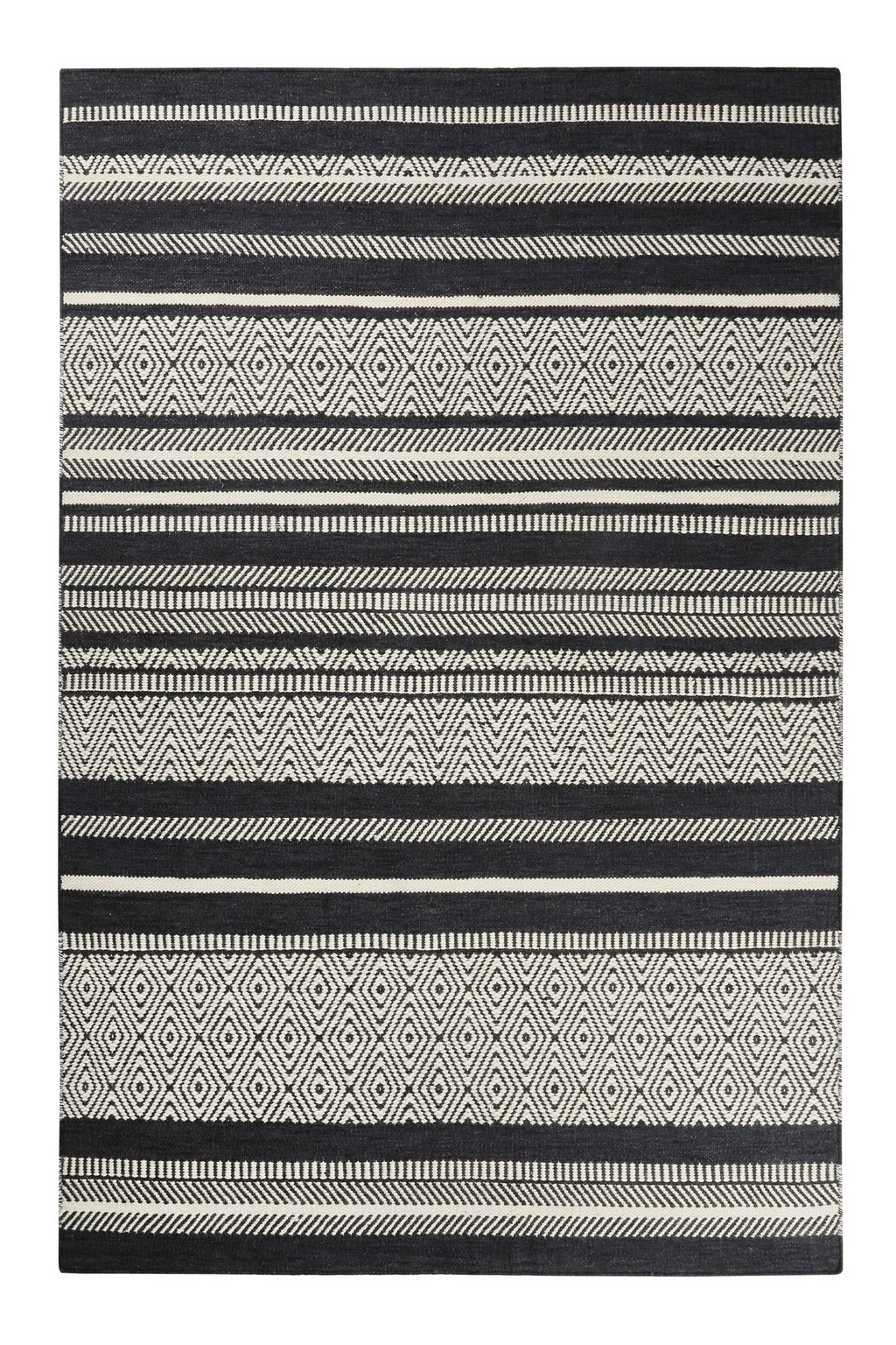 Esprit Kelim Teppich Schwarz Beige aus Wolle "Hudson"