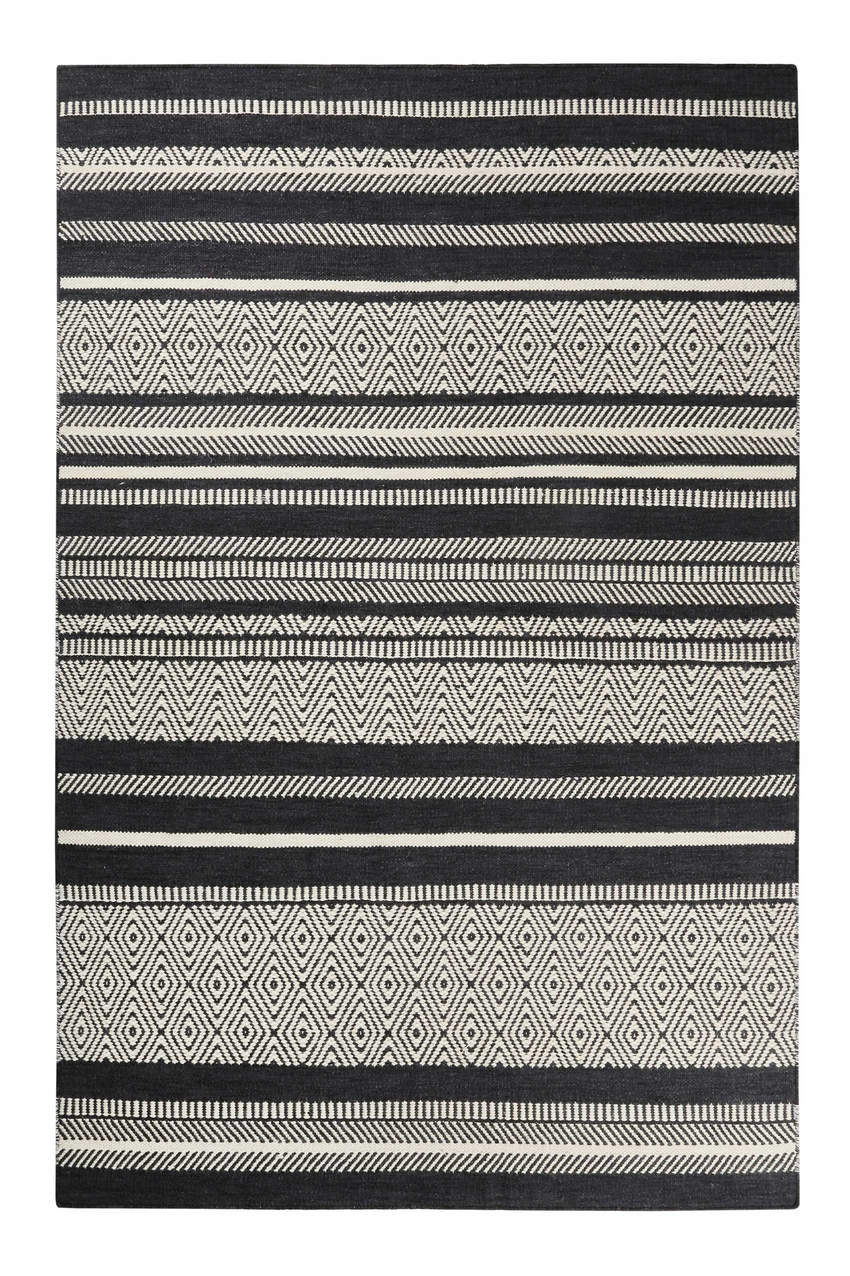 Esprit Kelim Teppich Schwarz Beige aus Wolle "Hudson"