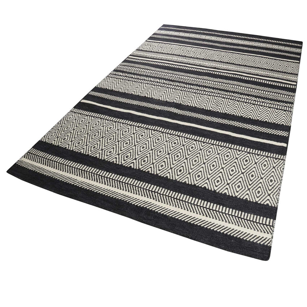 Esprit Kelim Teppich Schwarz Beige aus Wolle "Hudson"