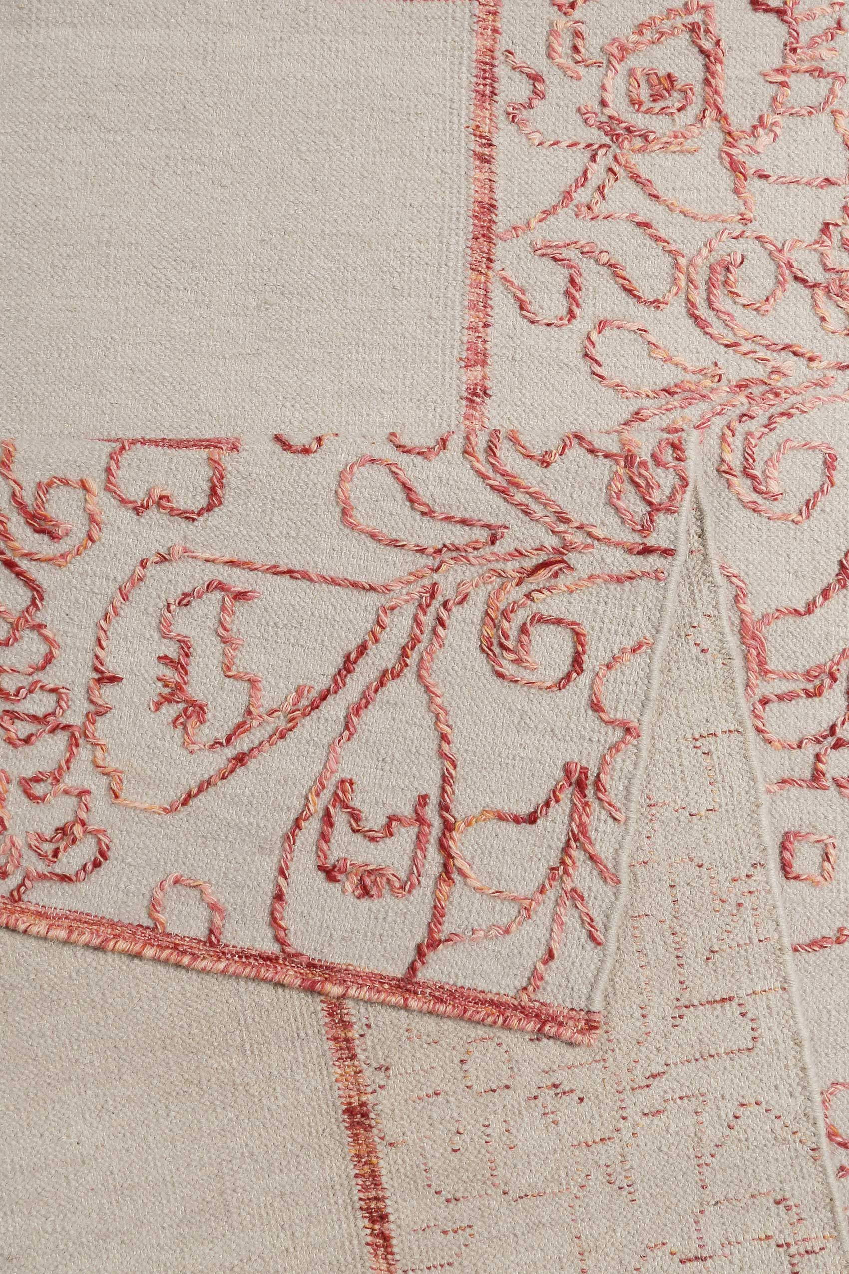 Esprit Kelim Teppich Beige Rot aus Wolle "Kayla Border"