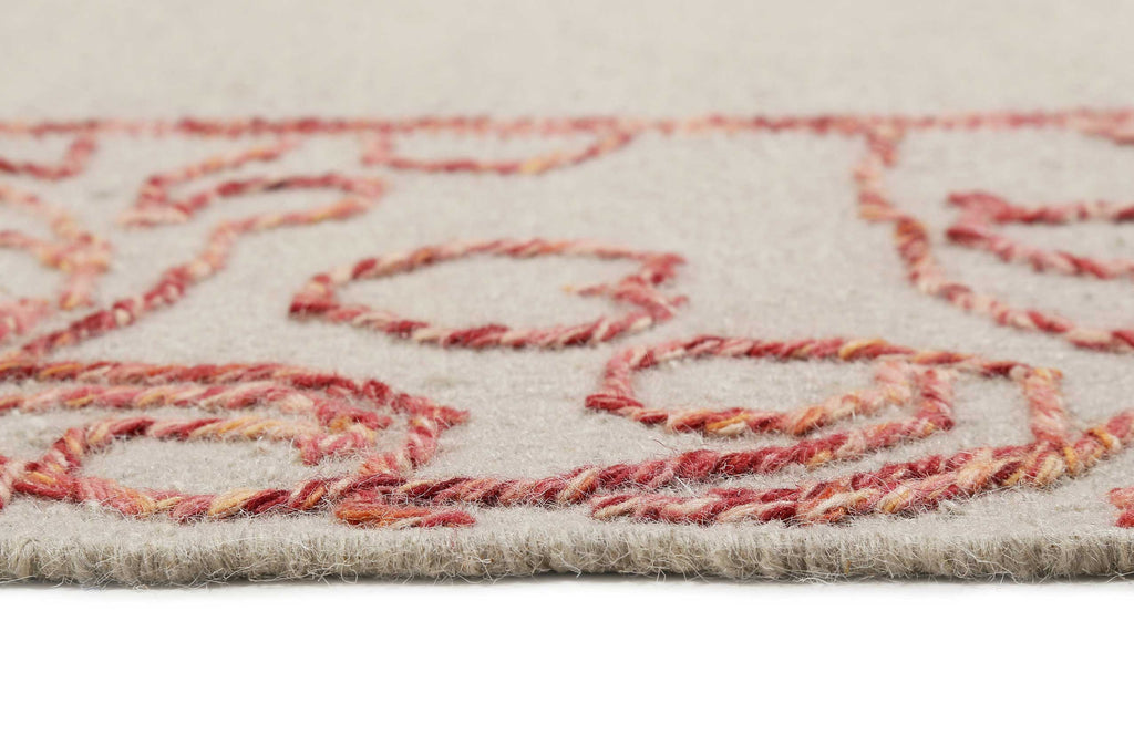 Esprit Kelim Teppich Beige Rot aus Wolle "Kayla Border"