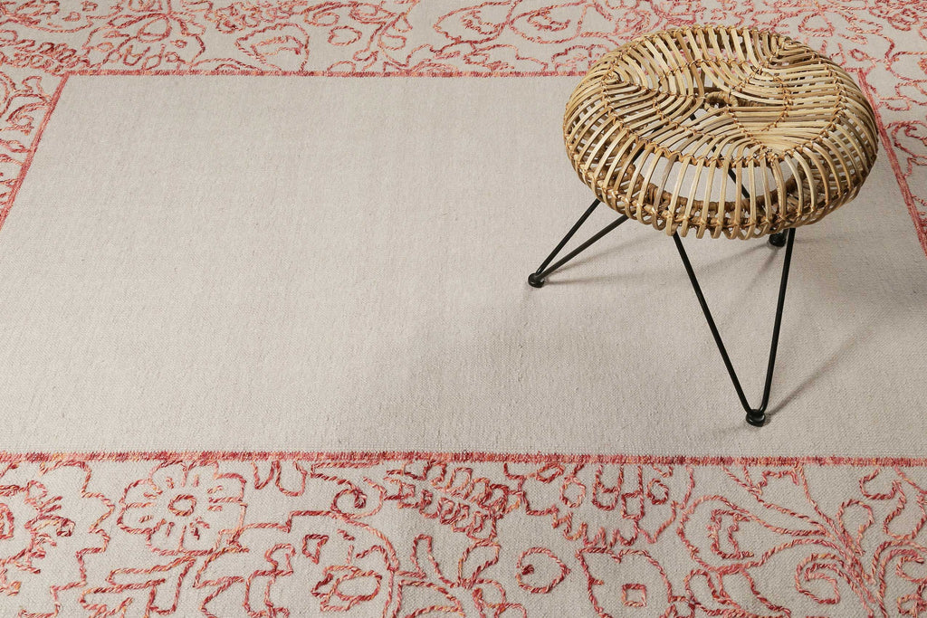 Esprit Kelim Teppich Beige Rot aus Wolle "Kayla Border"