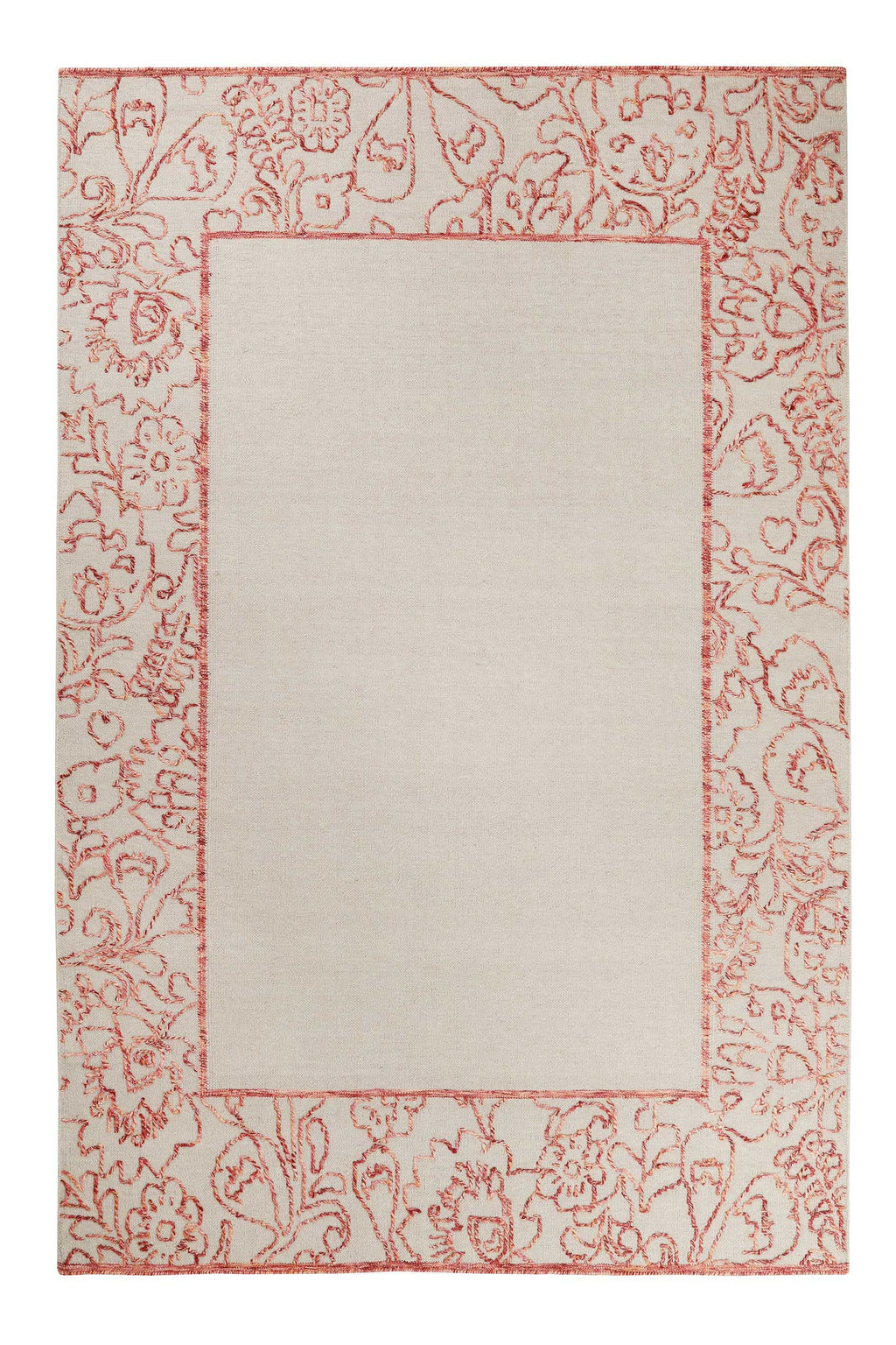 Esprit Kelim Teppich Beige Rot aus Wolle "Kayla Border"