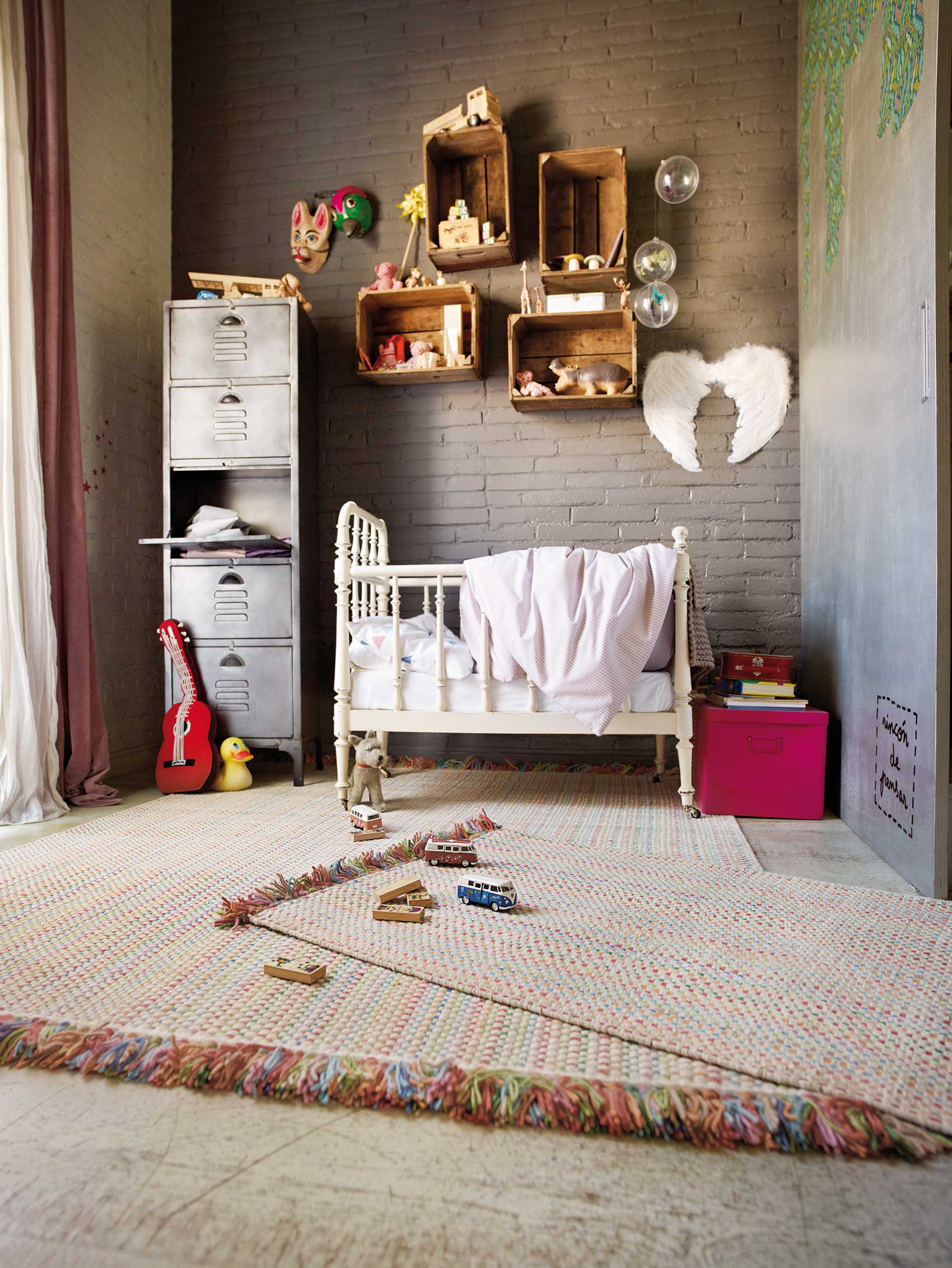 Esprit Kelim Teppich Bunt aus Wolle "Kids Durrie"