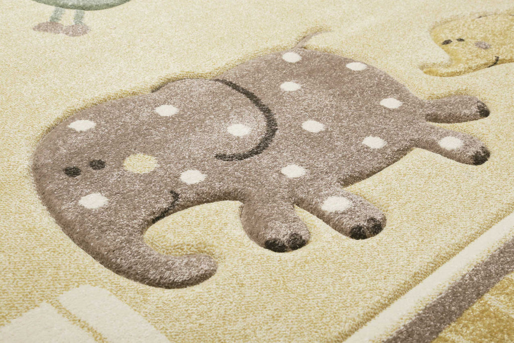 Esprit Kinderteppich Beige Gelb meliert "Lucky Zoo 2.0"