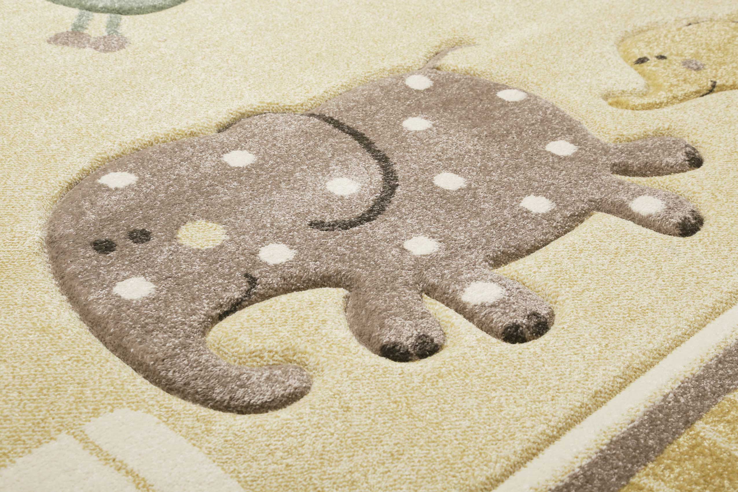 Esprit Kinderteppich Beige Gelb meliert "Lucky Zoo 2.0"