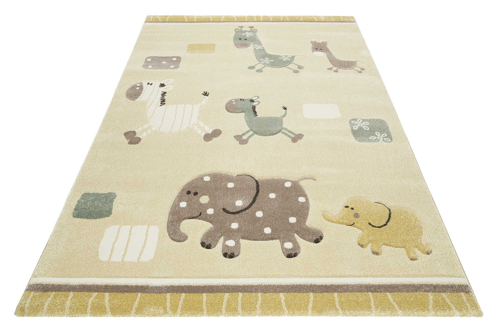 Esprit Kinderteppich Beige Gelb meliert "Lucky Zoo 2.0"