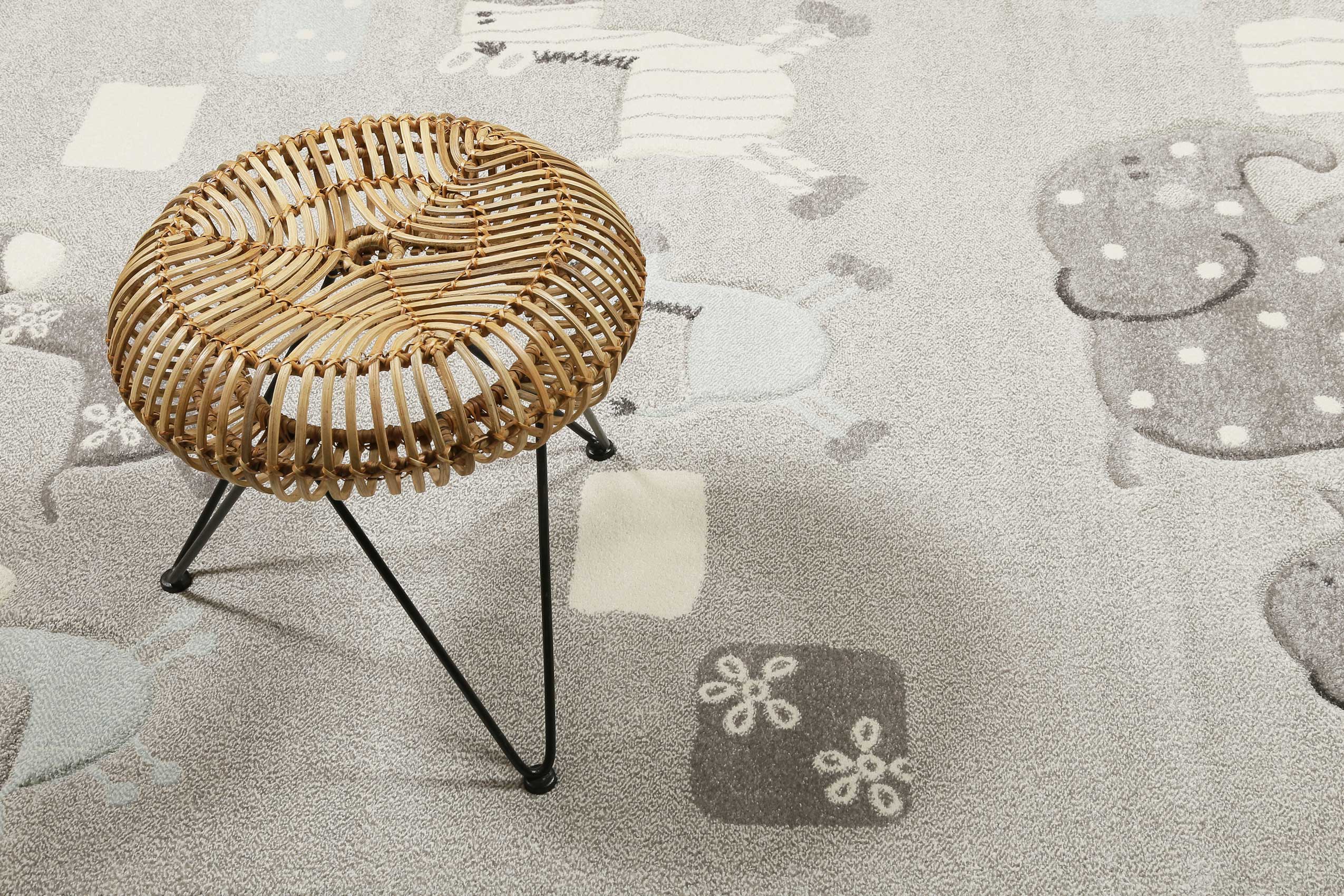 Esprit Kinderteppich Grau meliert "Lucky Zoo 2.0"