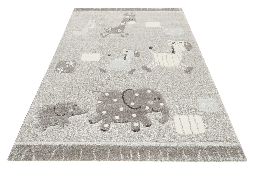 Esprit Kinderteppich Grau meliert "Lucky Zoo 2.0"