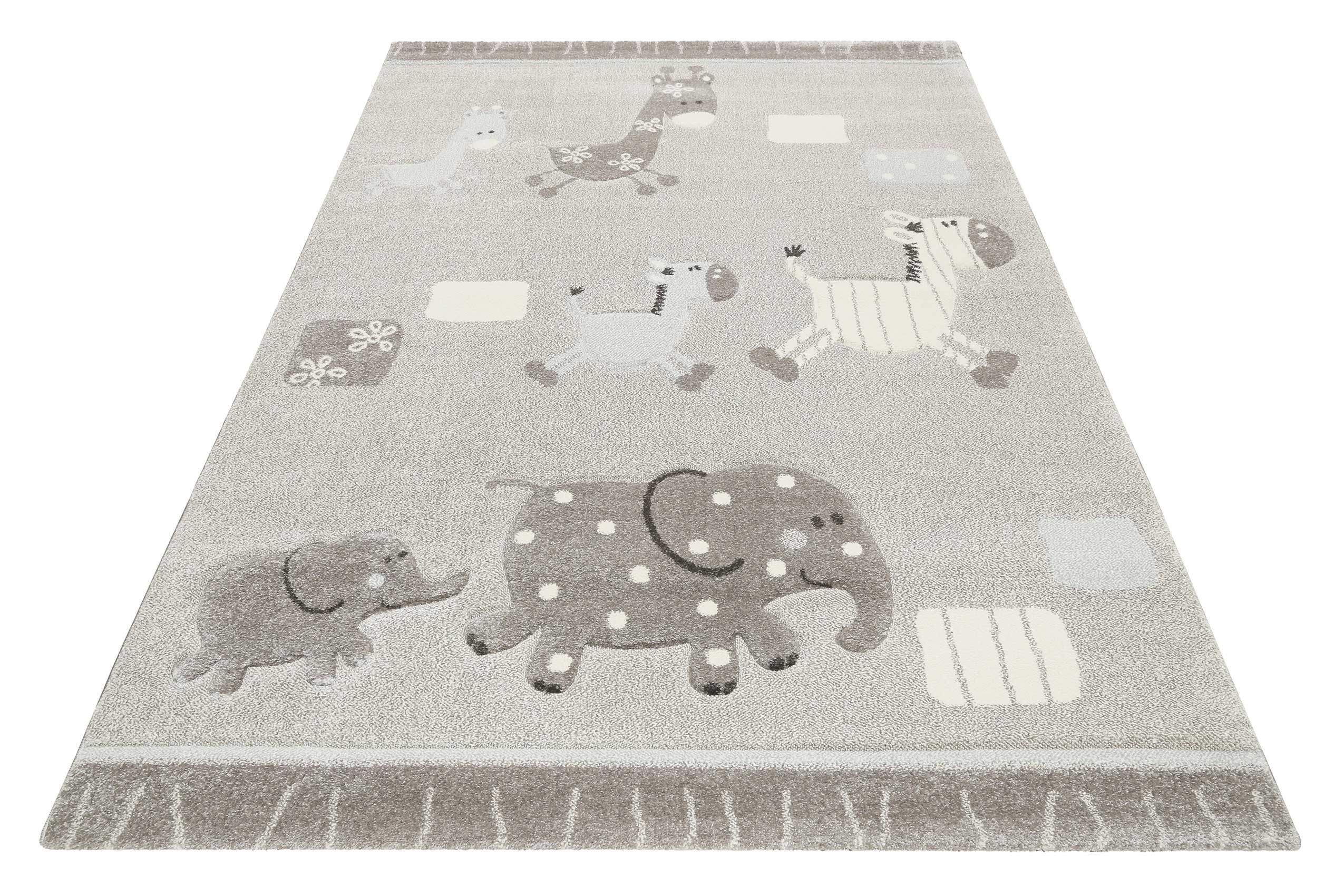 Esprit Kinderteppich Grau meliert "Lucky Zoo 2.0"