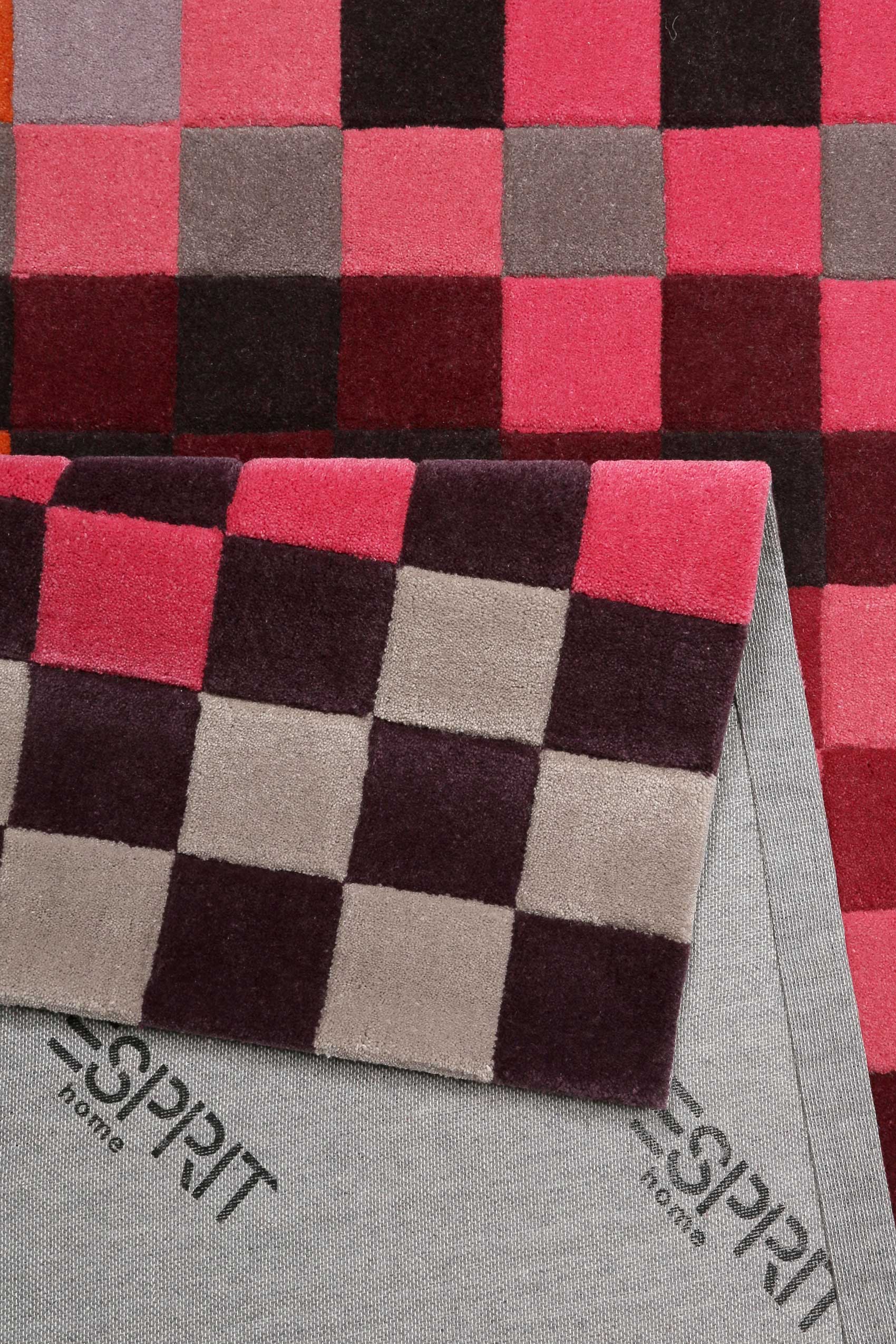 Esprit Wollteppich Rot Pink Bunt "Pixel"