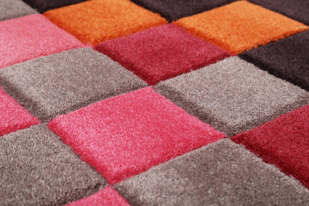Esprit Wollteppich Rot Pink Bunt "Pixel"