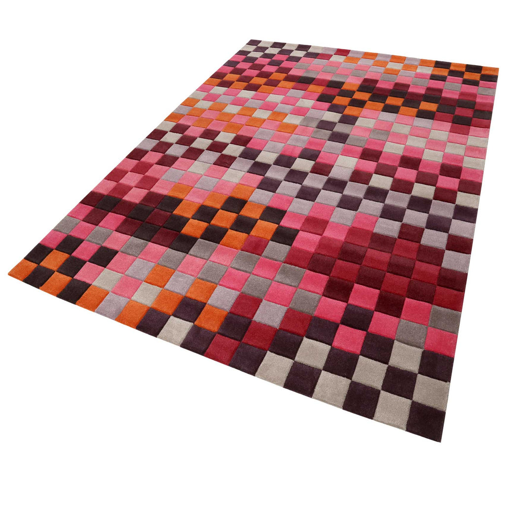 Esprit Wollteppich Rot Pink Bunt "Pixel"
