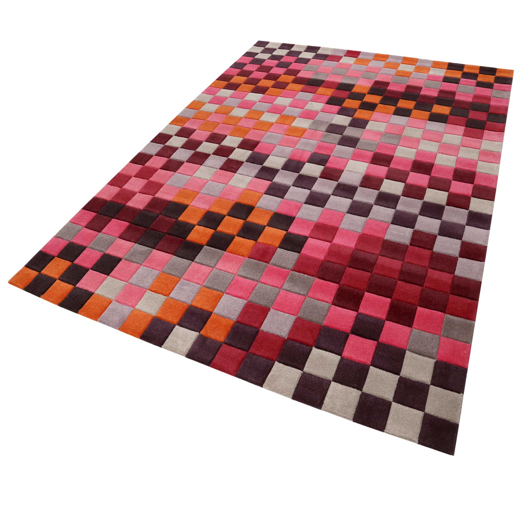 Esprit Wollteppich Rot Pink Bunt "Pixel"