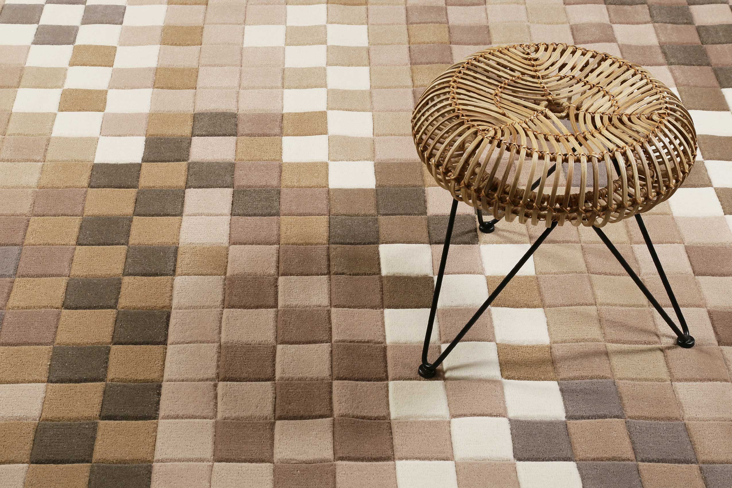 Esprit Wollteppich Beige Braun "Pixel"