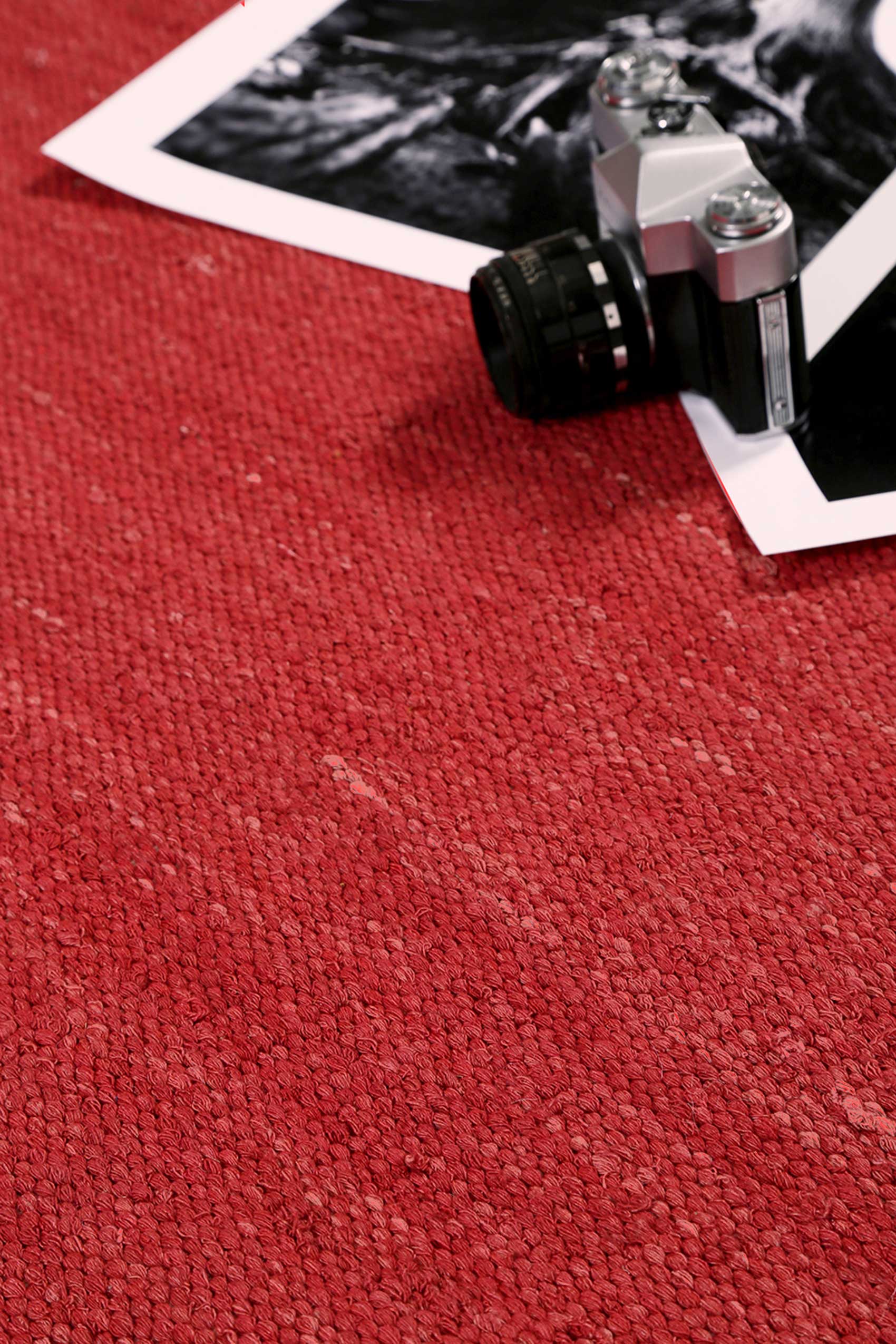 Esprit Kurzflor Teppich Rot aus Baumwolle "Rainbow Kelim"