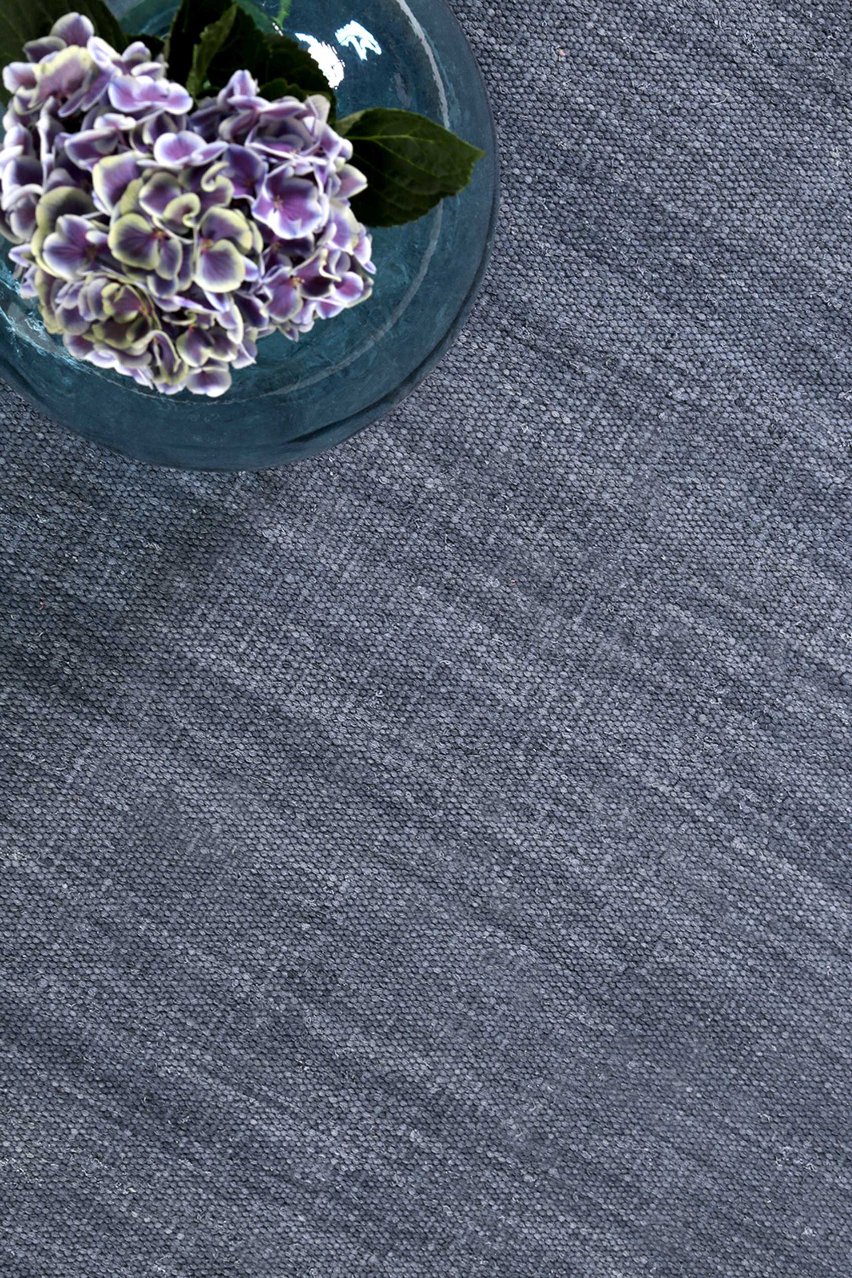 Esprit Kurzflor Teppich Blau Grau aus Baumwolle "Rainbow Kelim"