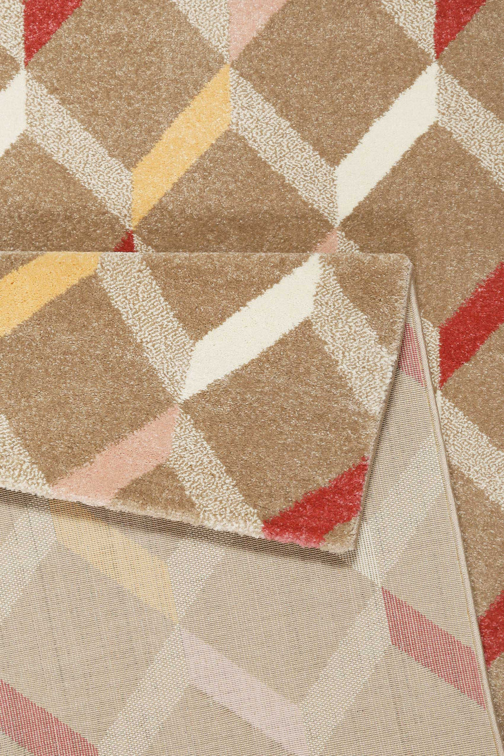 Esprit Teppich Beige Braun Rot Kurzflor "Rica"