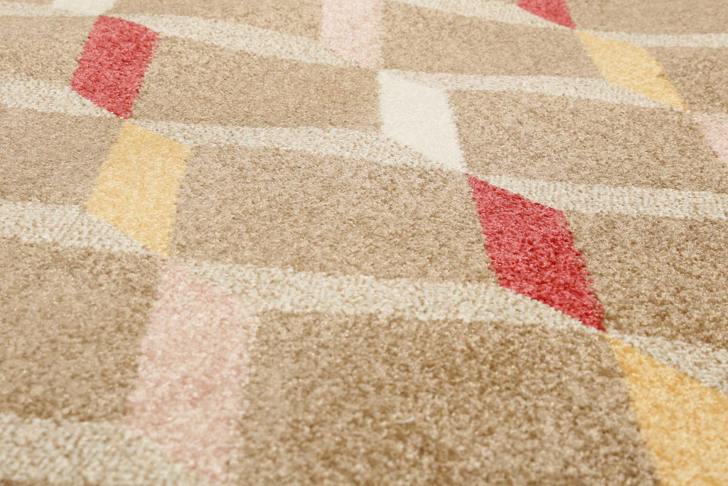 Esprit Teppich Beige Braun Rot Kurzflor "Rica"