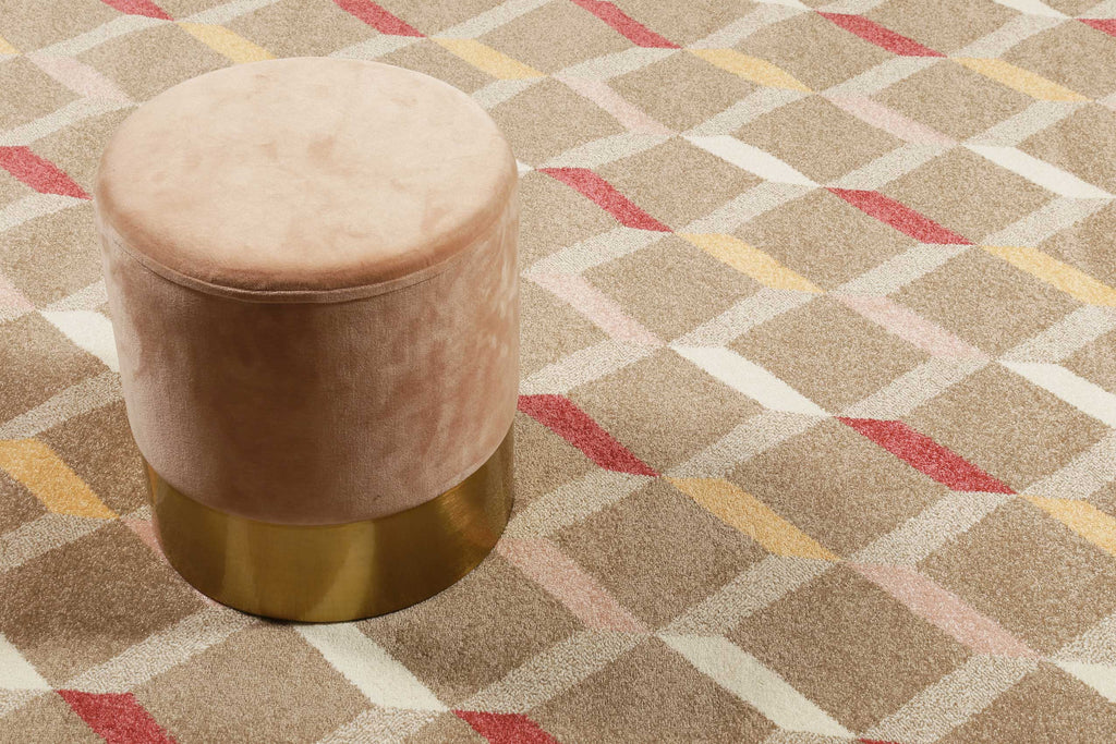 Esprit Teppich Beige Braun Rot Kurzflor "Rica"