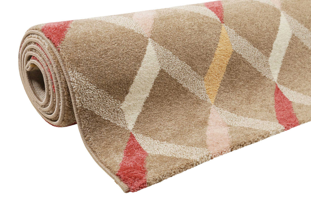 Esprit Teppich Beige Braun Rot Kurzflor "Rica"