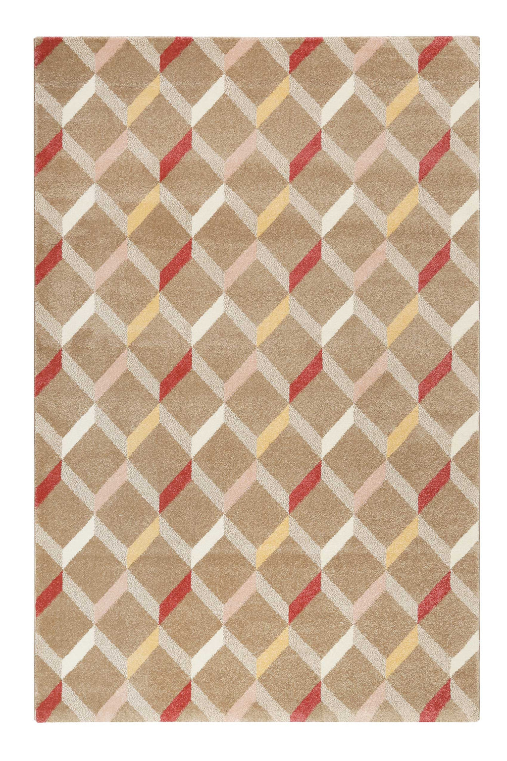 Esprit Teppich Beige Braun Rot Kurzflor "Rica"