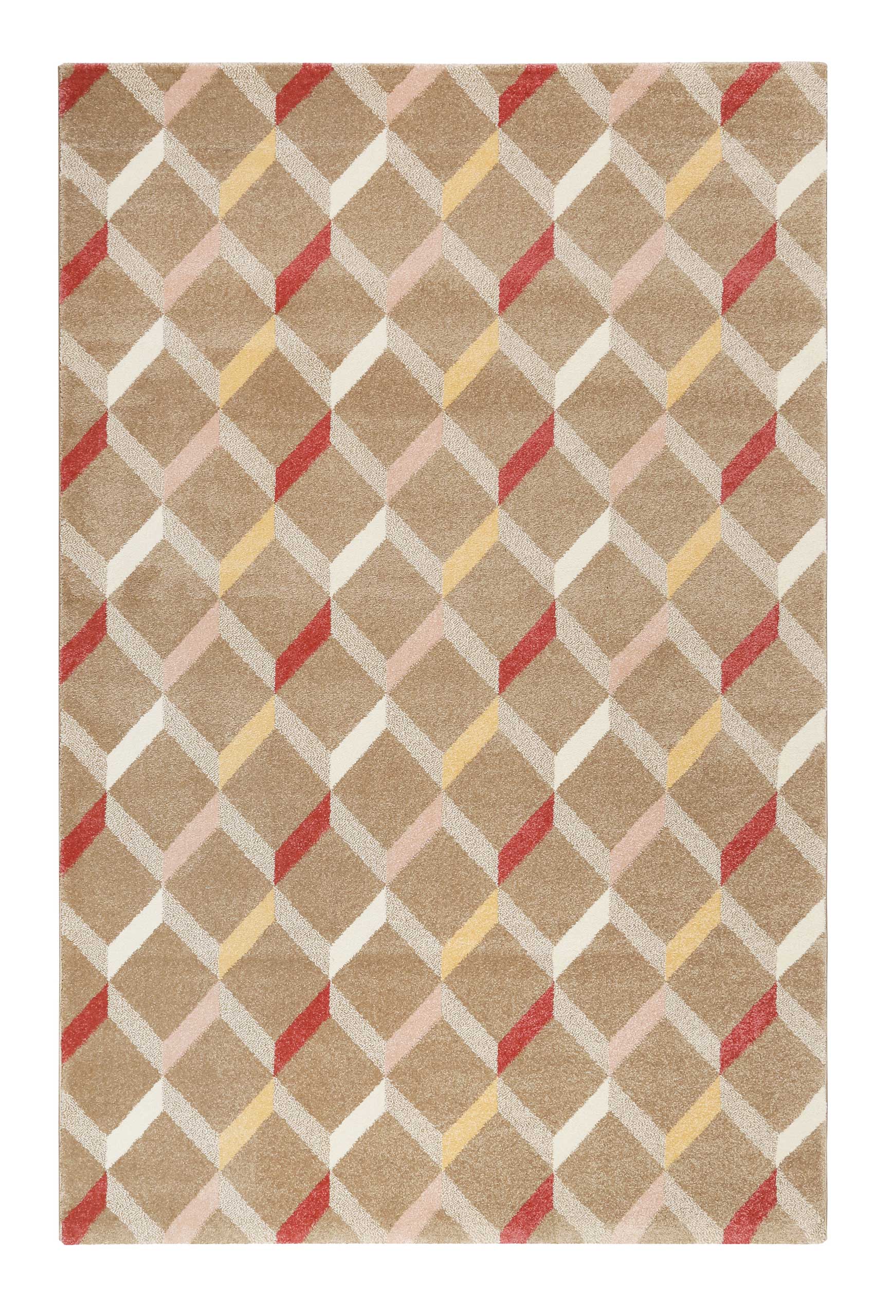Esprit Teppich Beige Braun Rot Kurzflor "Rica"