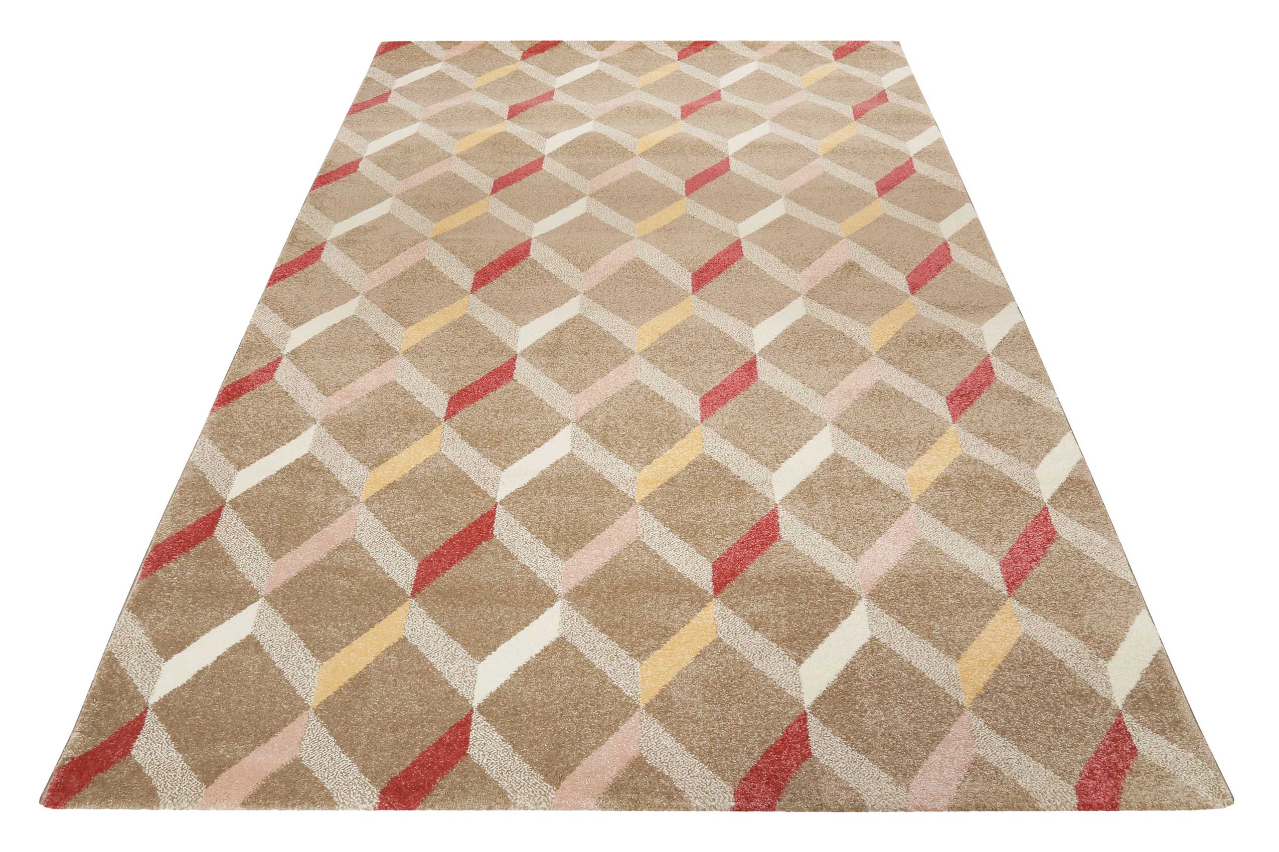 Esprit Teppich Beige Braun Rot Kurzflor "Rica"