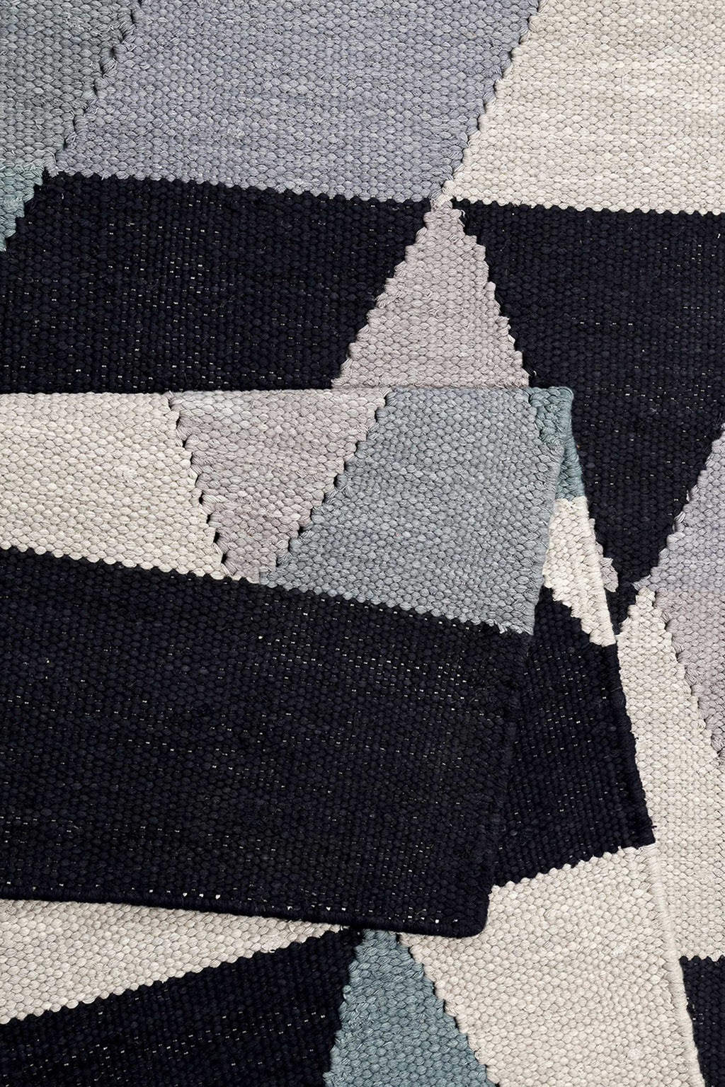 Esprit Kelim Teppich blau grau Kurzflor "Triango"