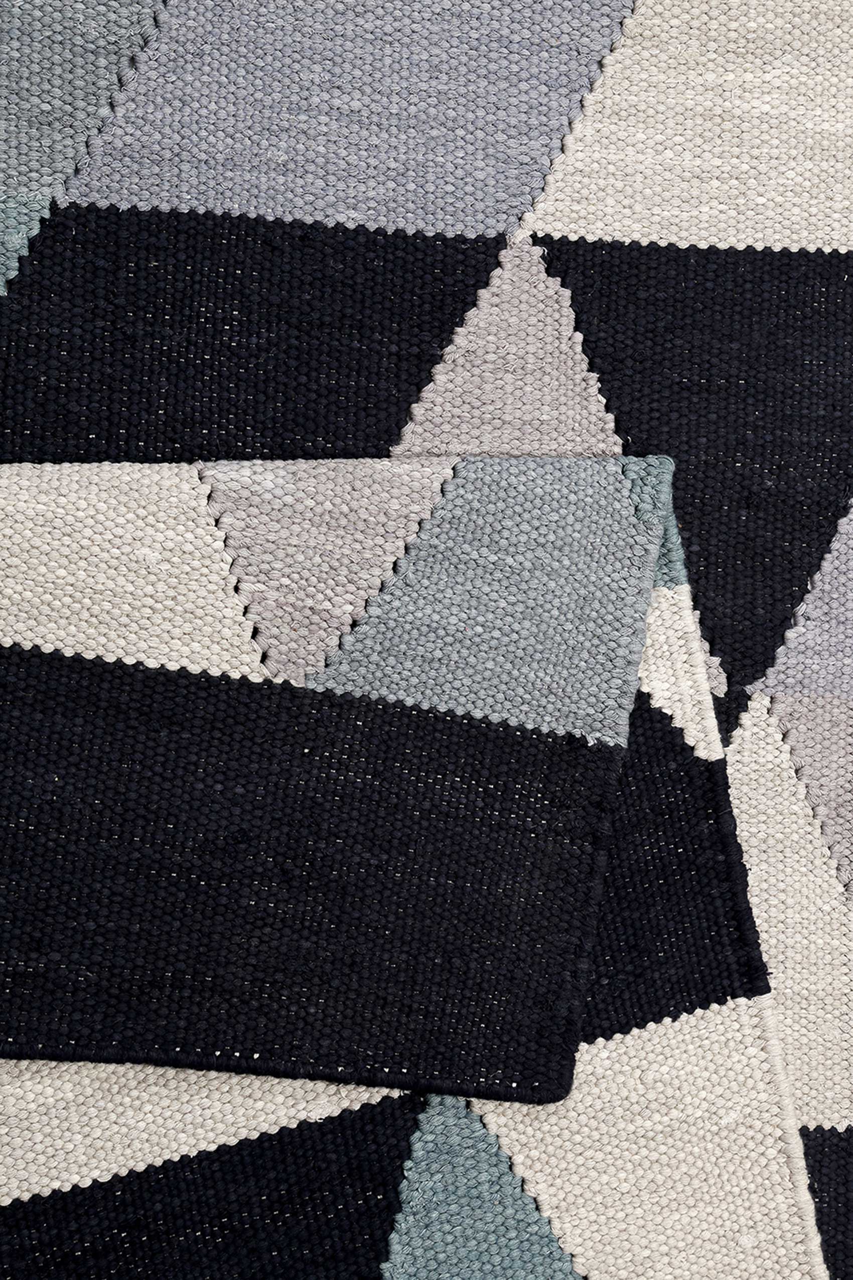 Esprit Kelim Teppich blau grau Kurzflor "Triango"
