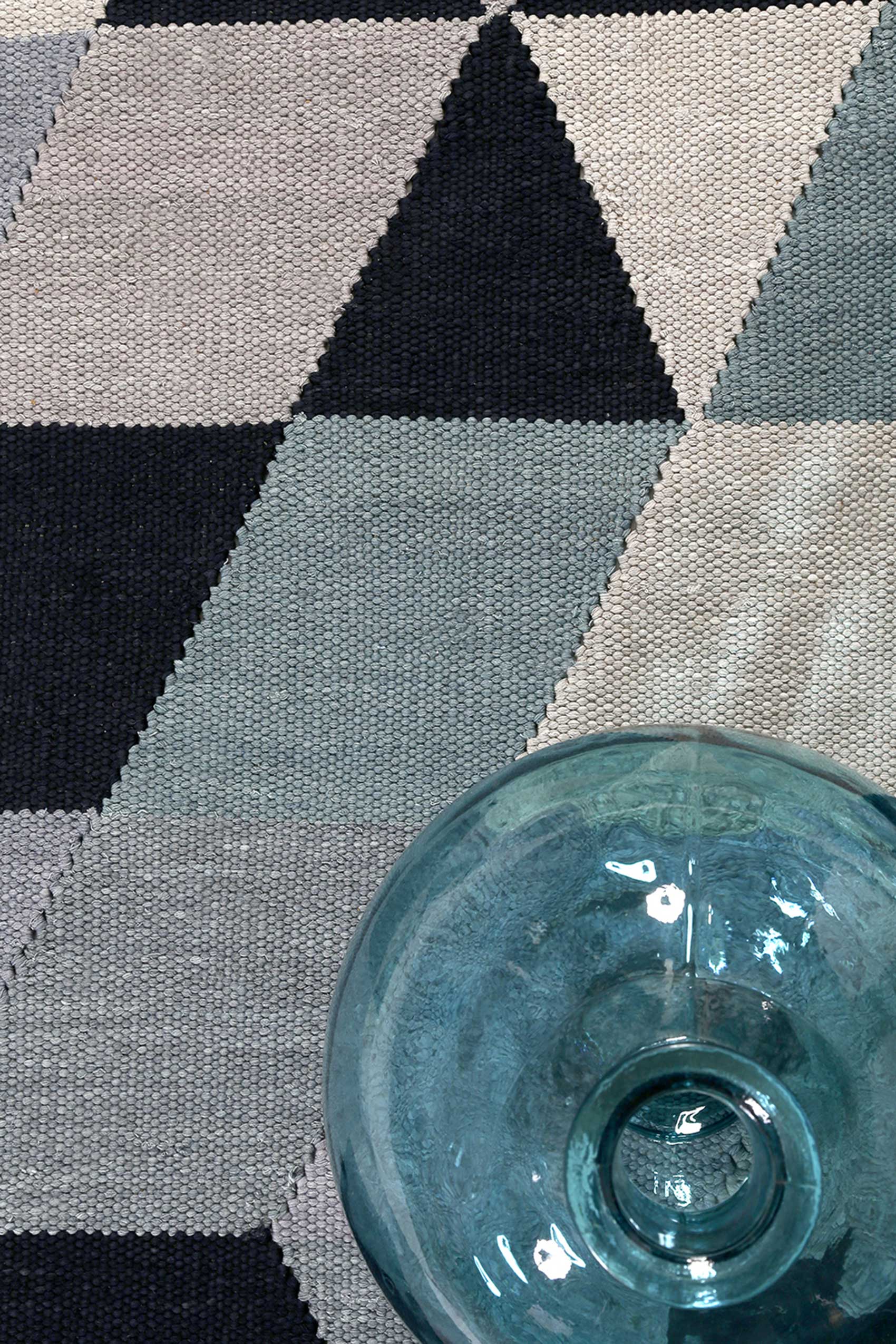 Esprit Kelim Teppich blau grau Kurzflor "Triango"